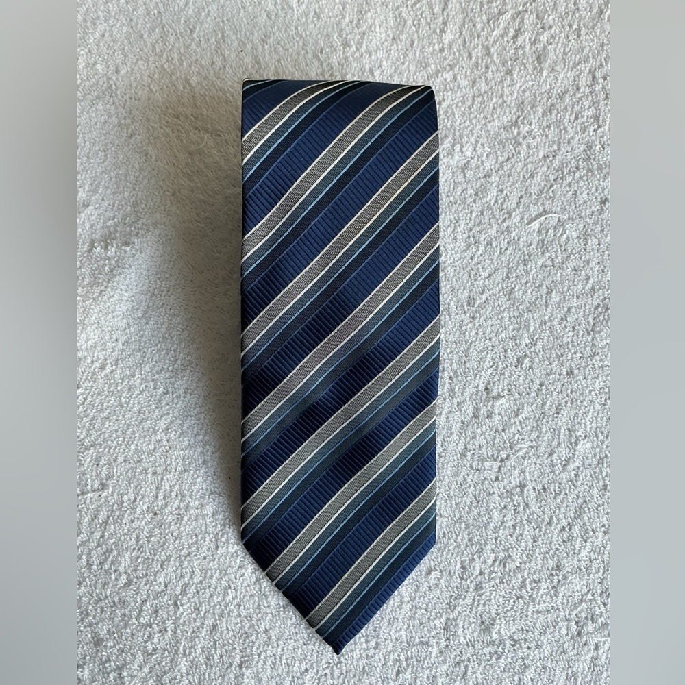 Firenze Classic Men's Navy and Gray Striped Tie